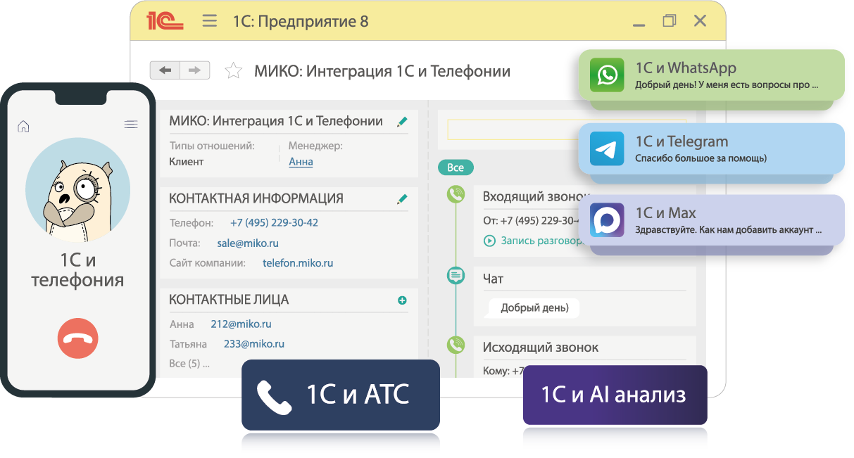 МИКО Панель Телефонии для 1С